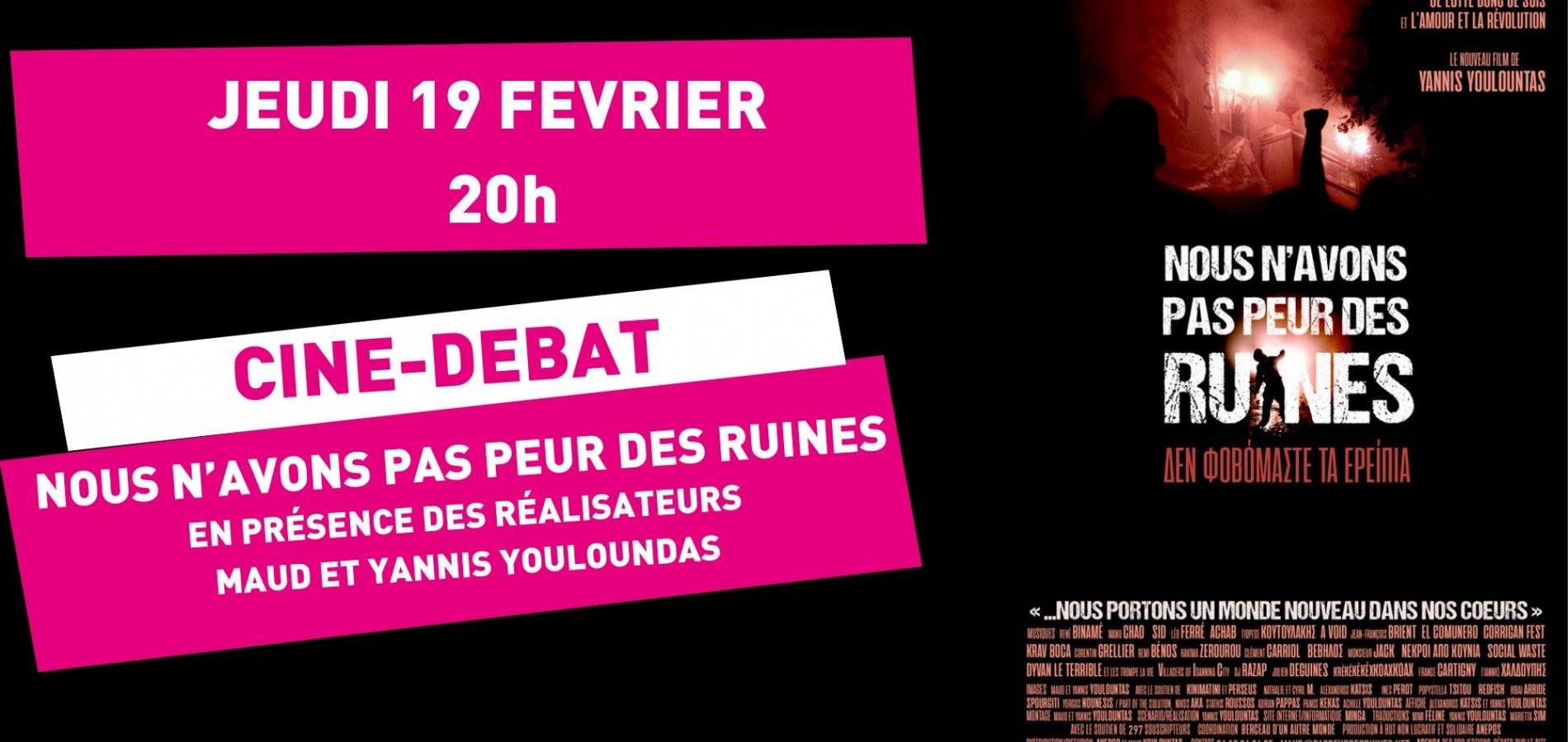 actualité NOUS N'AVONS PAS PEUR DES RUINES